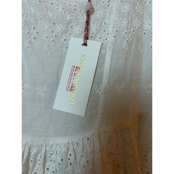 LoveShackFancy Preslina Dress True White Eyelet Lace Mini Square Neck Size 2 NEW - Picture 4 of 12